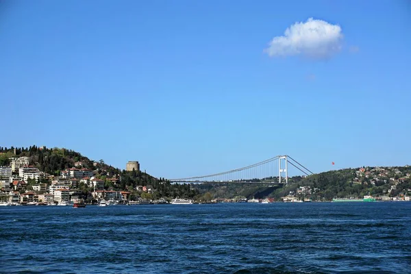 Puente Fatih Sultan Mehmet Fortaleza Rumelihisar Bósforo Situado Estambul Turquía — Foto de Stock