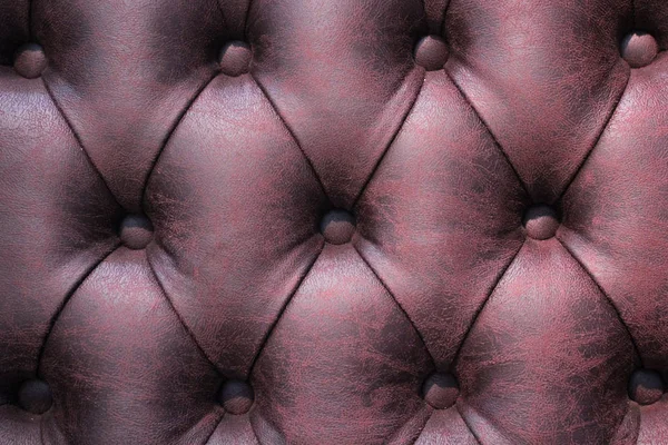 Primer Plano Elegante Textura Cuero Con Botones Fragmento Una Silla — Foto de Stock
