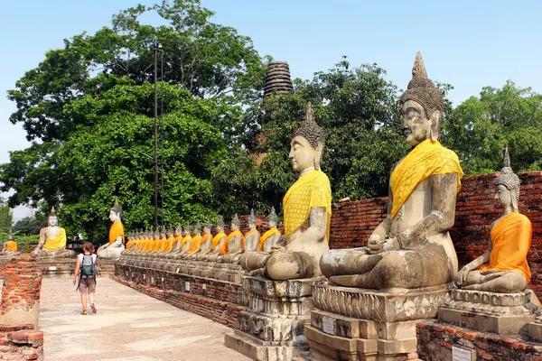 古老的禅修佛像，在泰国大城亚的艾艾柴蒙科尔古寺. — 图库照片