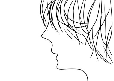 El çizilmiş, Beyaz arka plan üzerinde izole erkek Başkanı, genç erkeklerin Lineer yüzü