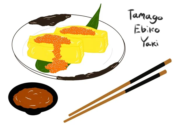 Ιαπωνικό Φαγητό Tamago Σούσι Χαβιάρι Μπελούγκα Λευκή Πλάκα Απομονωμένη Λευκό — Φωτογραφία Αρχείου