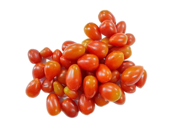 Vista Superior Tomates Cherry Aislados Sobre Fondo Blanco Solanum Lycopersicum — Foto de Stock