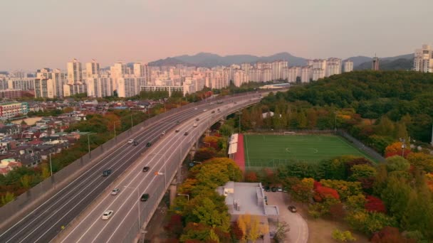 Autó Forgalom Úton Szöul Dél Koreában — Stock videók