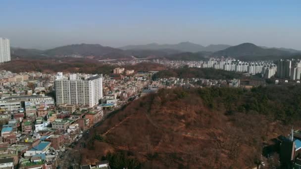 Vista Aerial Cidade Coreia Sul — Vídeo de Stock