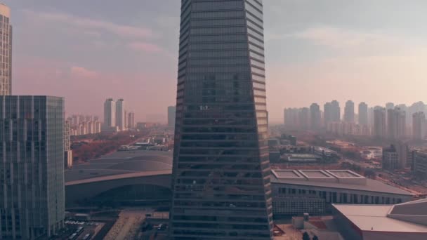 Luchtfoto Incheon Songdo Korea — Stockvideo