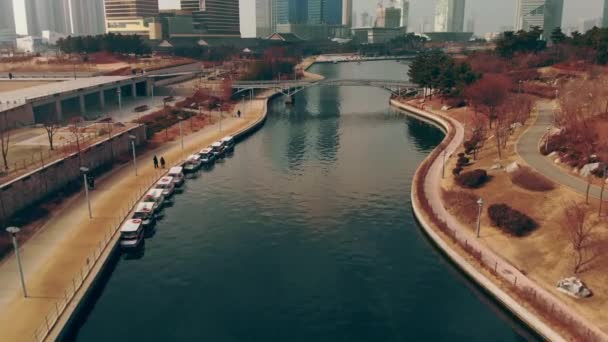 Luchtfoto Incheon Songdo Korea — Stockvideo