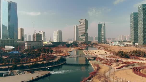 Luchtfoto Incheon Songdo Korea — Stockvideo