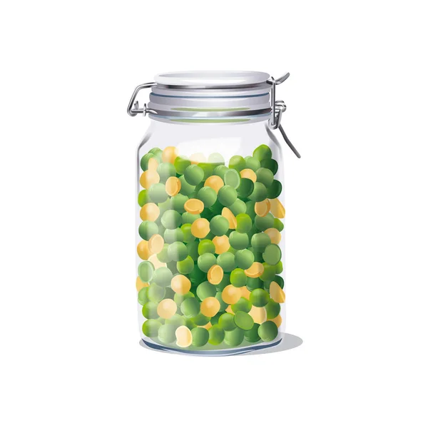 Kapaklı cam kavanoz ve bezelye