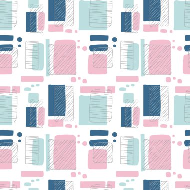 Yumuşak Pastel Renklerde El Çizilmiş Geometrik Desen. Soyut Geometrik arka plan