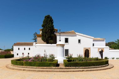 Huelva 'daki La Rabida Manastırı. Kristof Kolomb 'un seyahatini organize etmeye başladığı yerde Mudejar sanatı. Huelva, Endülüs, İspanya.