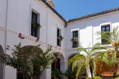 Huelva 'daki La Rabida Manastırı. Kristof Kolomb 'un seyahatini organize etmeye başladığı yerde Mudejar sanatı. Huelva, Endülüs, İspanya.