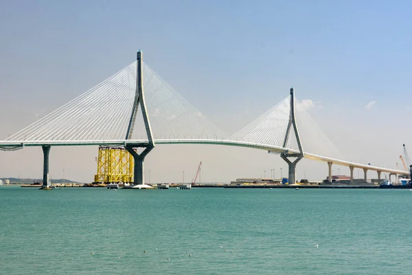 Puente Constitución 1812 Puente Cable Sobre Bahía Cádiz Cádiz Andalucía — Foto de Stock
