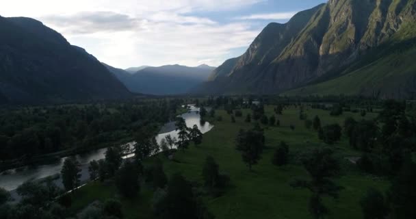 Chulyshman Valley Sommar Skott Drone Altai Ryssland — Stockvideo
