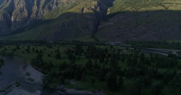 Chulyshman Valley Plan Été Sur Drone Altaï Russie — Video