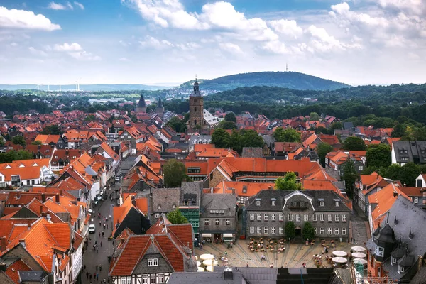 Αεροφωτογραφία Της Παλιάς Γραφικής Ορεινής Πόλης Goslar Στην Περιοχή Harz — Φωτογραφία Αρχείου
