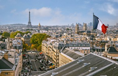 Paris, Fransa 'daki Pantheon' un tepesinden panoramik manzara