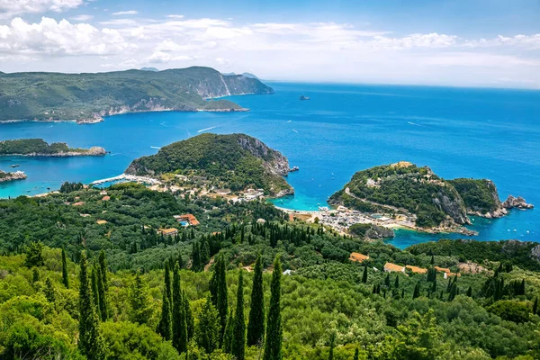 ギリシャ コルフ島の旧市街地の空中パノラマビュー — ストック写真