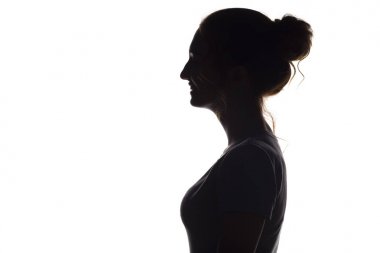 beyaz izole arka plan üzerinde kız silueti
