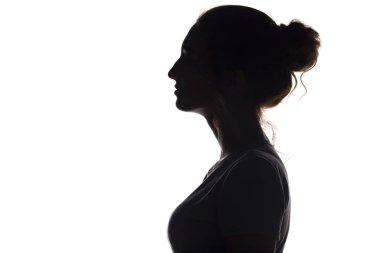 beyaz izole arka plan üzerinde güzel kız siluet profili