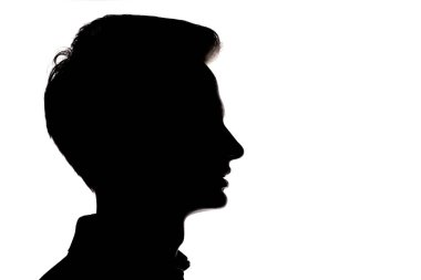 beyaz izole backgro genç adam yüz profili silueti