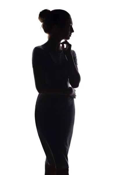 Profilo silhouette della figura della donna su sfondo bianco isolato — Foto Stock