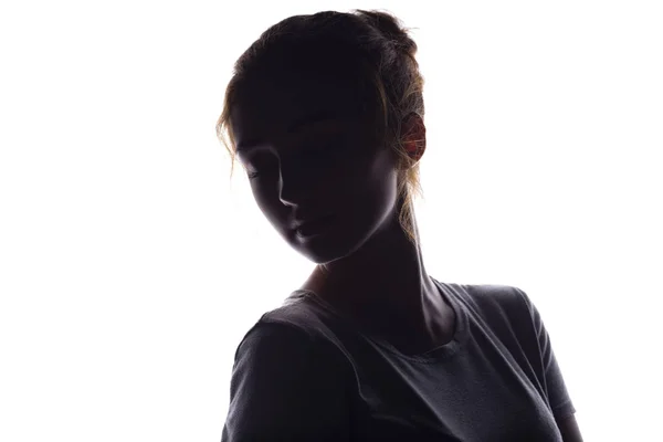 Silhouette di figura di bella ragazza, volto donna su sfondo bianco isolato, concetto di bellezza e moda — Foto Stock