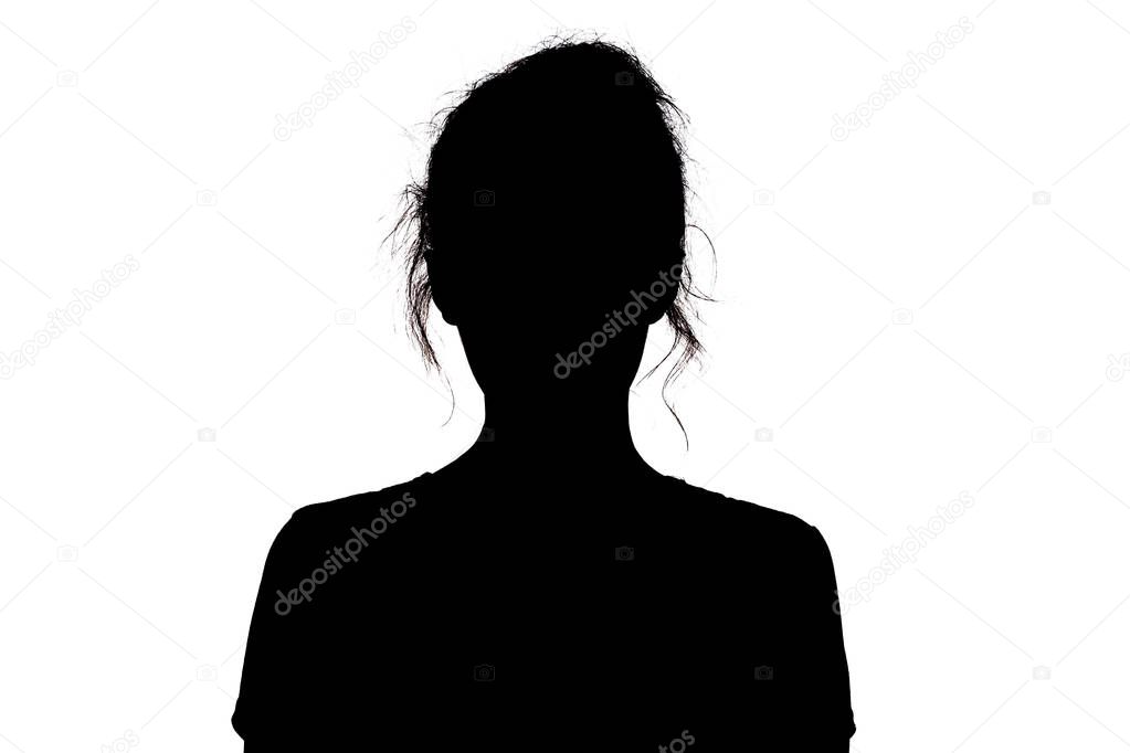silhouette of a girl confidently looking forward, a young woman'
