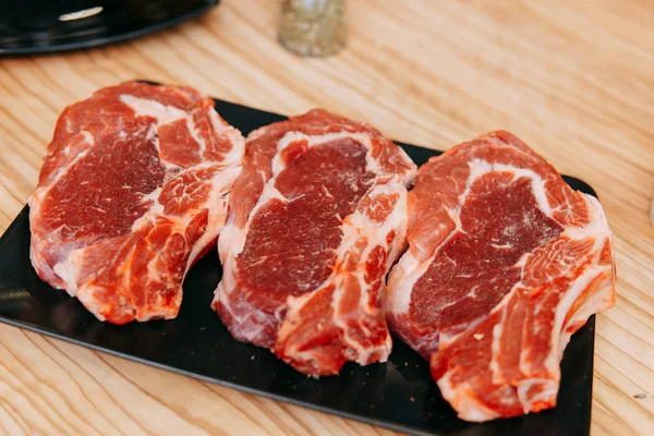 Raw beef meat for steak preparation