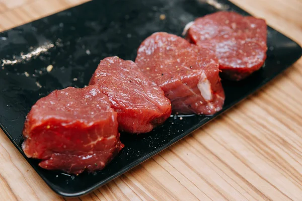 Raw beef meat for steak preparation