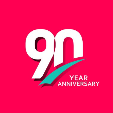 90 Yıl Yıldönümü Vektör Şablonu Çizimi