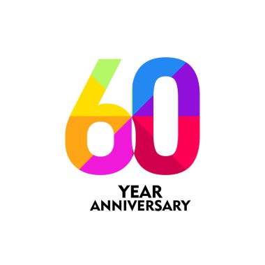 60 Yıl Yıldönümü Vektör Şablonu Tasarım İllüstrasyonu