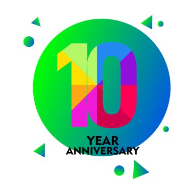 10. Yıldönümü Vektör Şablonu Tasarım Çizimi
