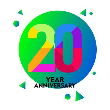 20 Yıl Yıldönümü Vektör Şablon Tasarımı İllüstrasyonu