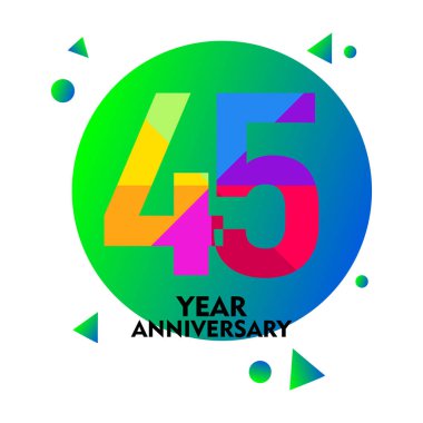 45 Yıl Yıldönümü Vektör Şablon Tasarımı Çizimi