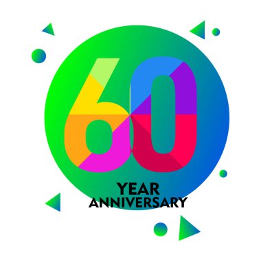 60 Yıl Yıldönümü Vektör Şablonu Tasarım İllüstrasyonu