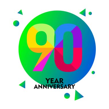 90 Yıl Yıldönümü Vektör Şablonu Çizimi