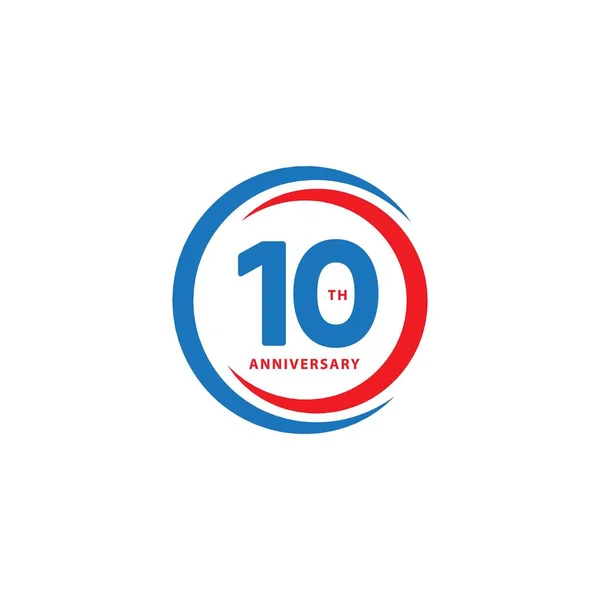 10 Year Anniversary Vector Template Design Illustration — Stock Vector