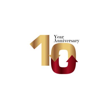 10. Yıldönümü Vektör Şablonu Tasarım Çizimi