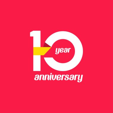 10. Yıldönümü Vektör Şablonu Tasarım Çizimi