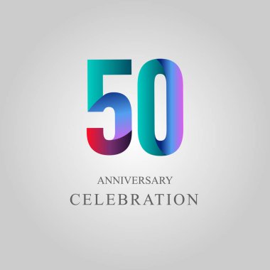 50 Yıl Yıldönümü Kutlama Şablonu Tasarım İllüstrasyonu