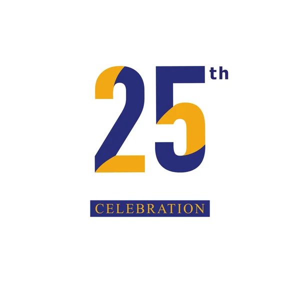 25-års jubileum firande orange blå vektor mall design illustration — Stock vektor