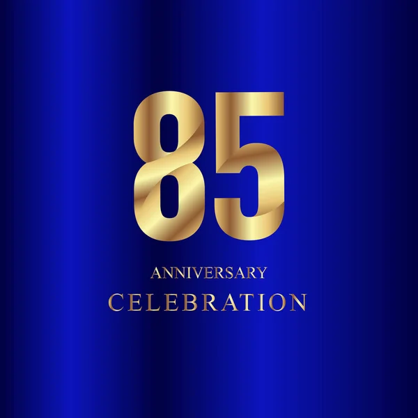 Celebração de aniversário de 85 anos Gold Blue Vector Template Design Illustration —  Vetores de Stock