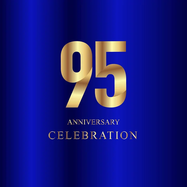 95 Year Anniversary Celebration Gold Blue Vector Template Design Illustration — Stock Vector