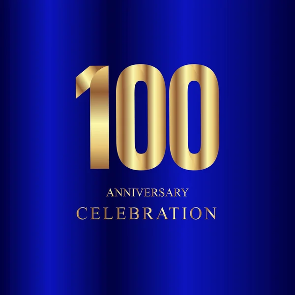 100 Year Anniversary Celebration Gold Blue Vector Template Design Illustration — Stock Vector
