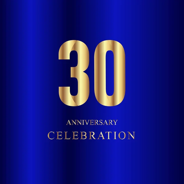 30 års jubileum firande guld blå vektor mall design illustration — Stock vektor