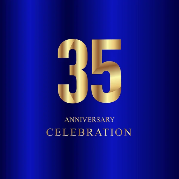 35 Aniversario Celebración Oro Azul Vector Plantilla Diseño Ilustración — Archivo Imágenes Vectoriales