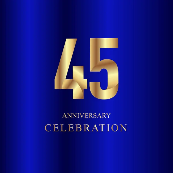 45 Aniversario Celebración Oro Azul Vector Plantilla Diseño Ilustración — Archivo Imágenes Vectoriales