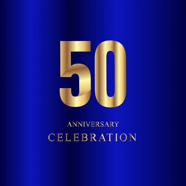 50 Aniversario Celebración Oro Azul Vector Plantilla Diseño Ilustración — Archivo Imágenes Vectoriales