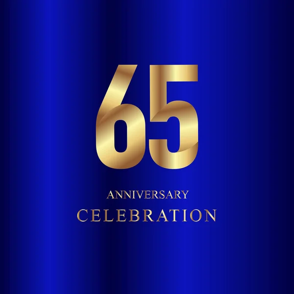 65 Year Anniversary Celebration Gold Blue Vector Template Design Illustration — Stock Vector
