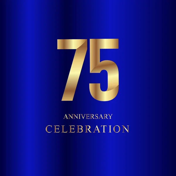 Celebração de aniversário de 75 anos Gold Blue Vector Template Design Illustration —  Vetores de Stock